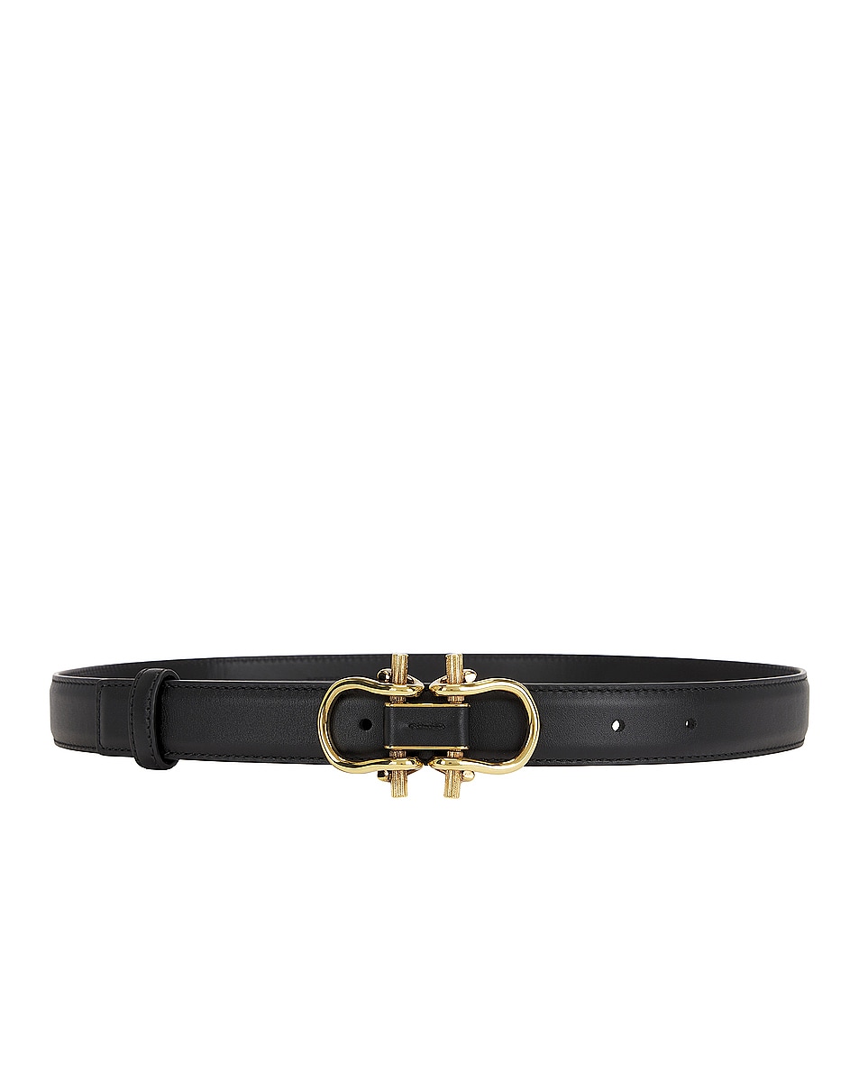Image 1 of Bottega Veneta Monsieur Belt in Black & Muse Brass