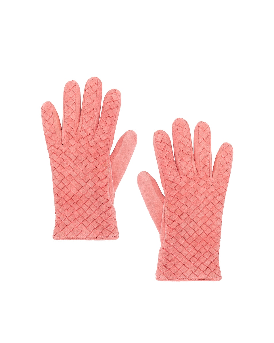 Image 1 of Bottega Veneta Leather Gloves in Cherry Blossom