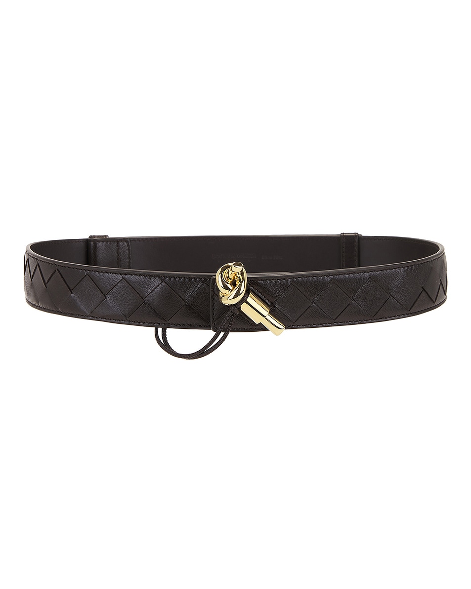 Image 1 of Bottega Veneta Intrecciato Belt in Fondant & Muse Brass