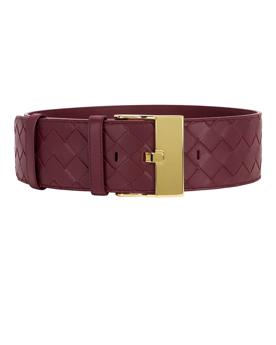 Image 1 of Bottega Veneta Large Watch Intrecciato Belt in Barolo & Muse Brass