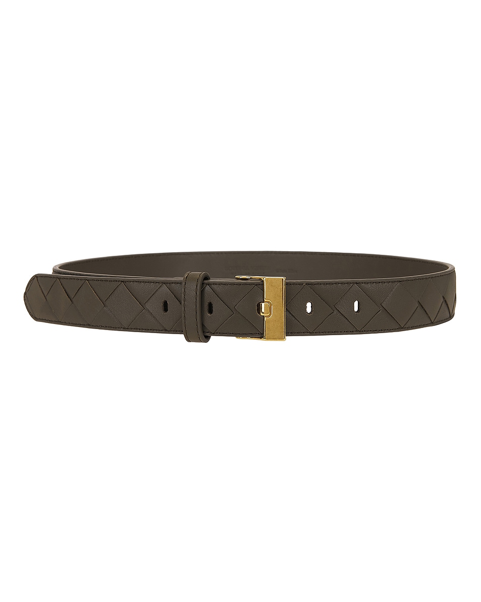 Image 1 of Bottega Veneta Intrecciato Belt in Cypress & Muse Brass