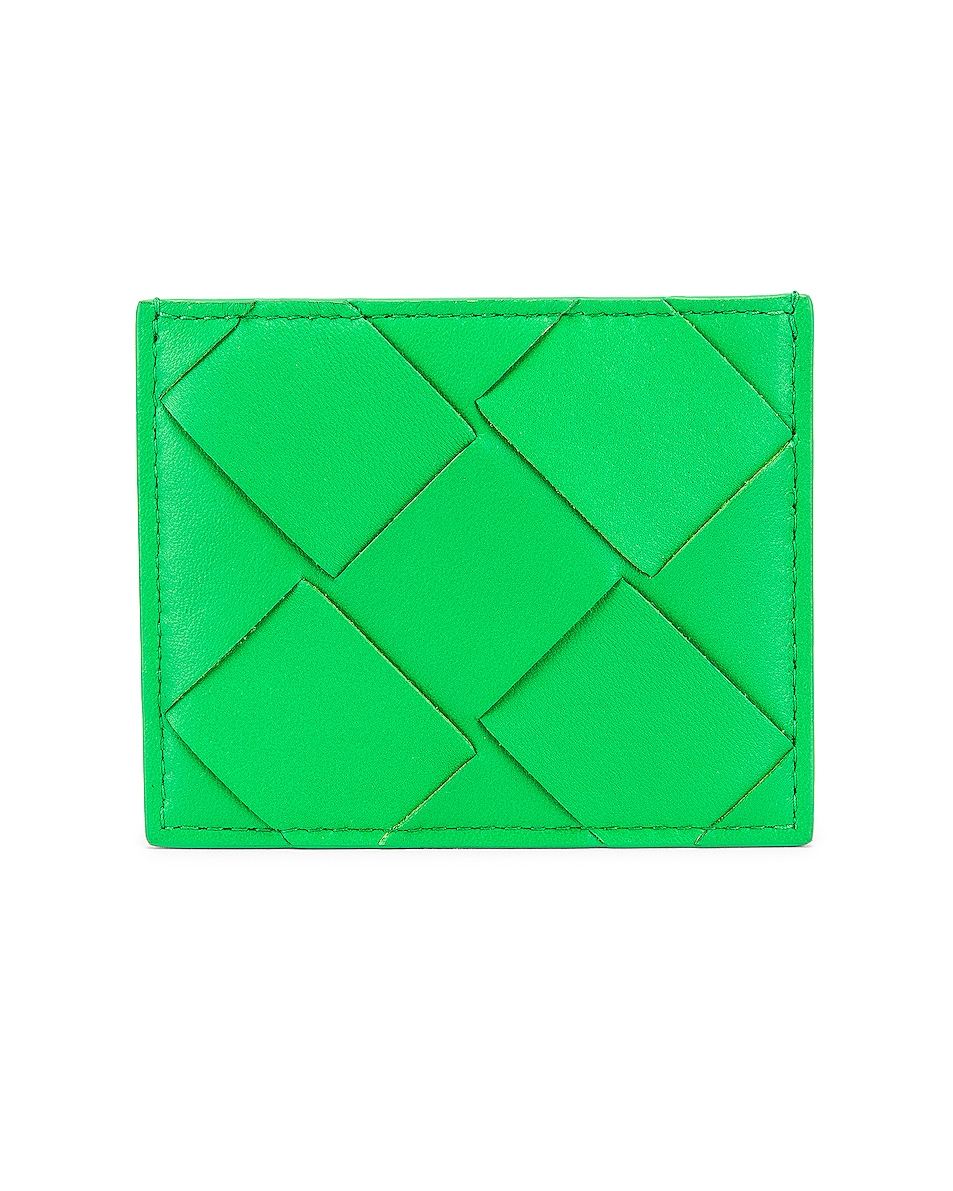 Image 1 of Bottega Veneta Leather Card Case in Grass & Gold