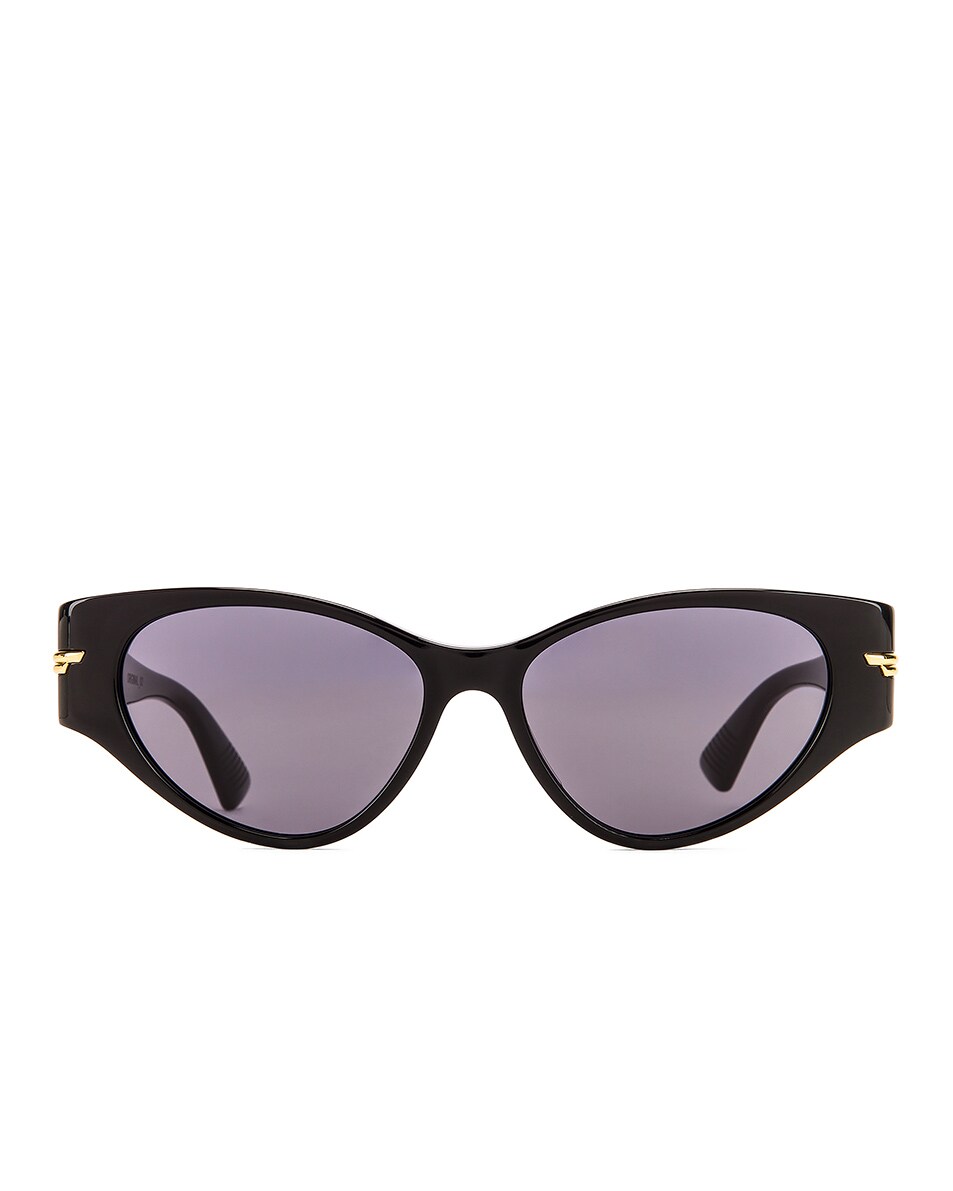 Image 1 of Bottega Veneta Original 02 Cat Eye Sunglasses in Shiny Black & Grey