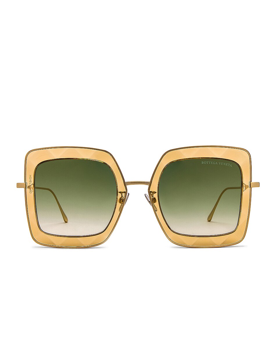 Image 1 of Bottega Veneta Metal Square Sunglasses in Opal Yellow