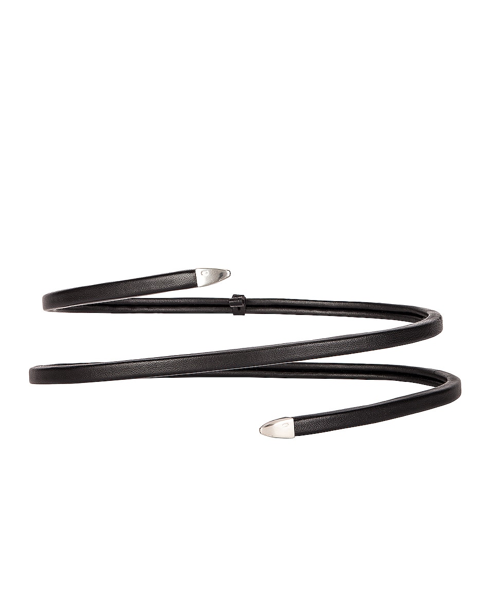 Image 1 of Bottega Veneta Leather Snake Belt in Black & Silver