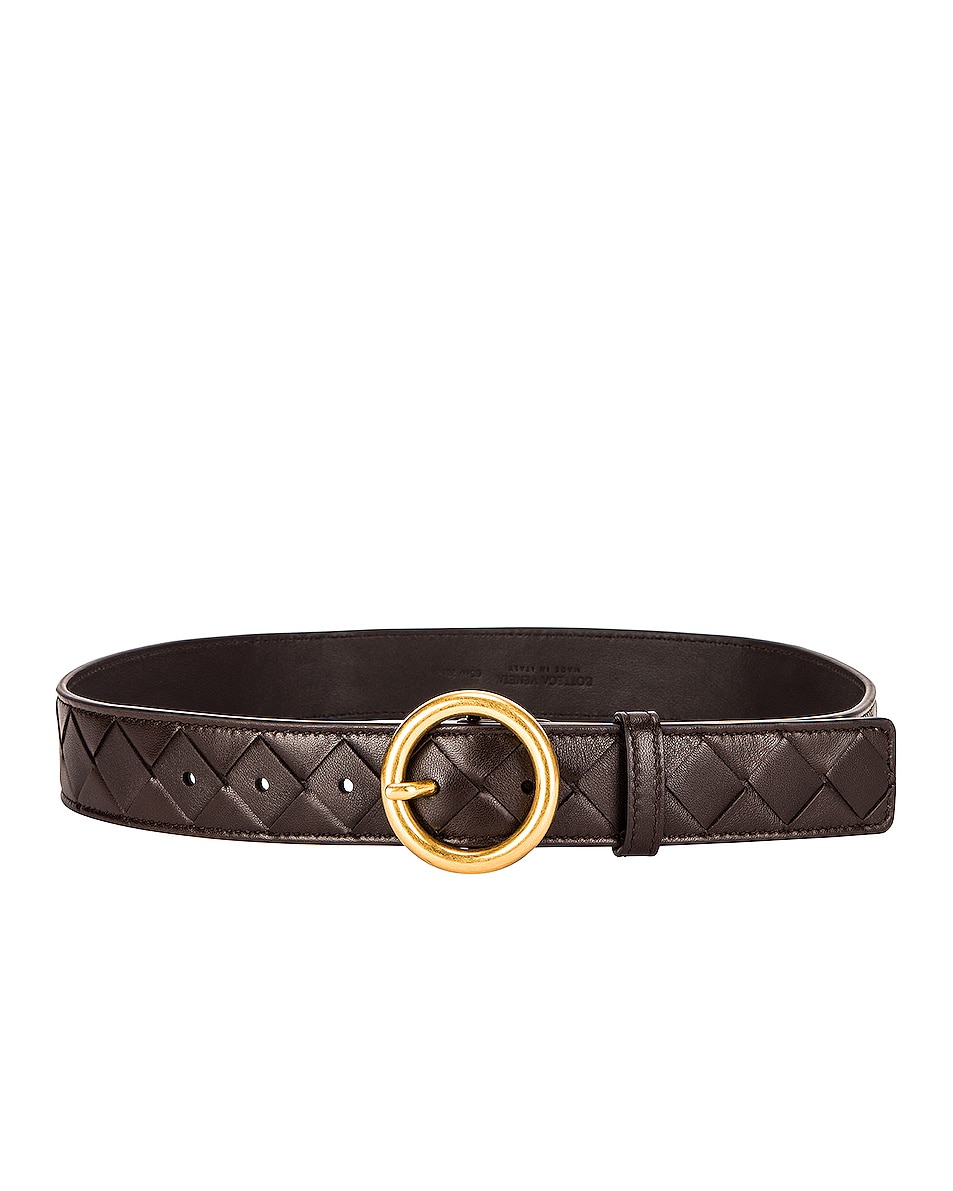 Image 1 of Bottega Veneta Leather Belt in Fondente & Gold