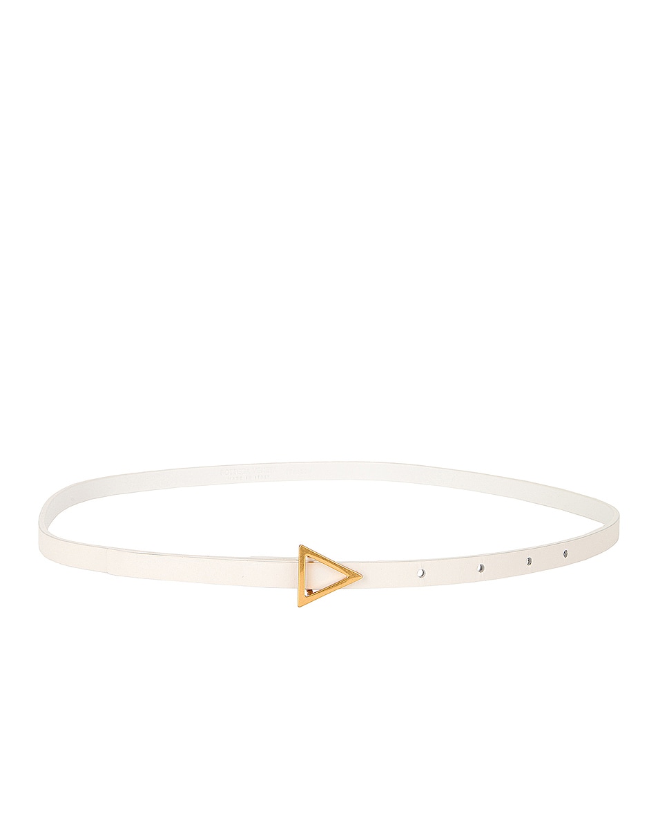 Image 1 of Bottega Veneta Triangle Skinny Belt in White & Gold