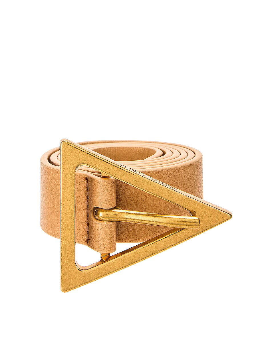 Image 1 of Bottega Veneta Leather Belt in Almond & Gold