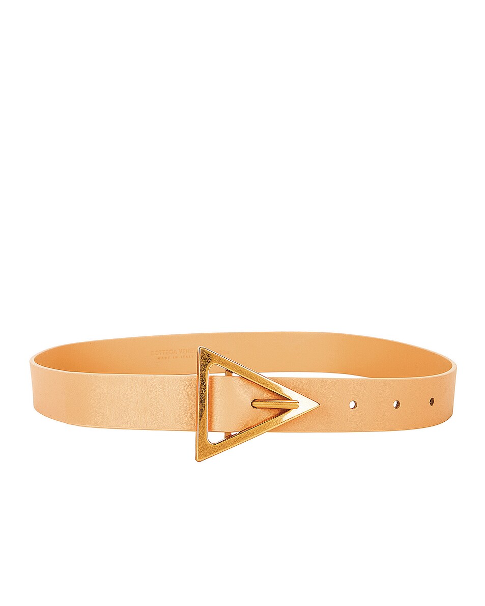 Bottega Veneta Leather Belt in Almond & Gold | FWRD