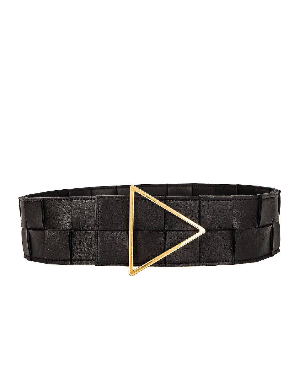 Image 1 of Bottega Veneta Maxi Intreccio Belt in Black & Gold