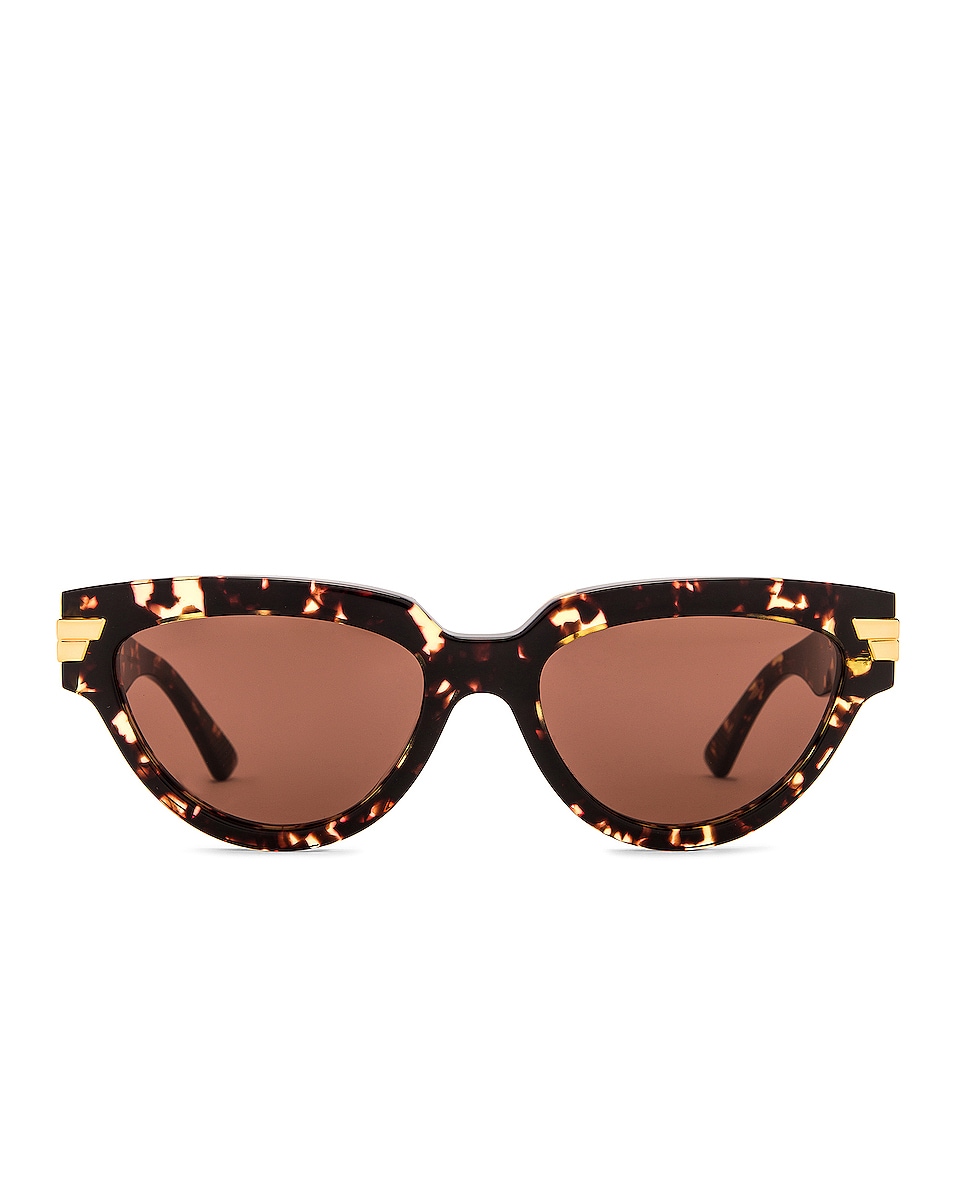 Image 1 of Bottega Veneta Bold Ribbon Cat Eye Sunglasses in Havana & Brown
