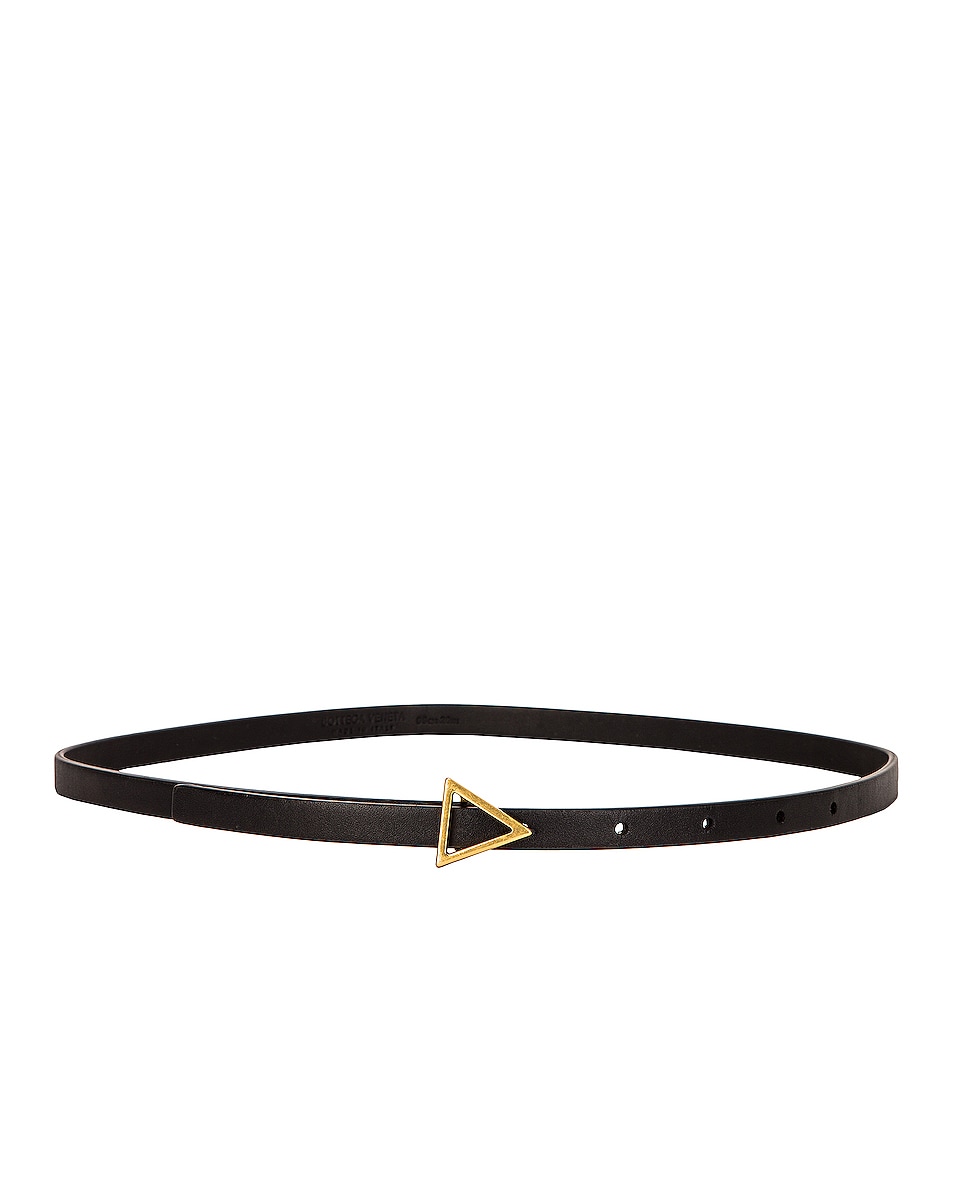 Bottega Veneta Triangle Skinny Belt in Black & Gold | FWRD