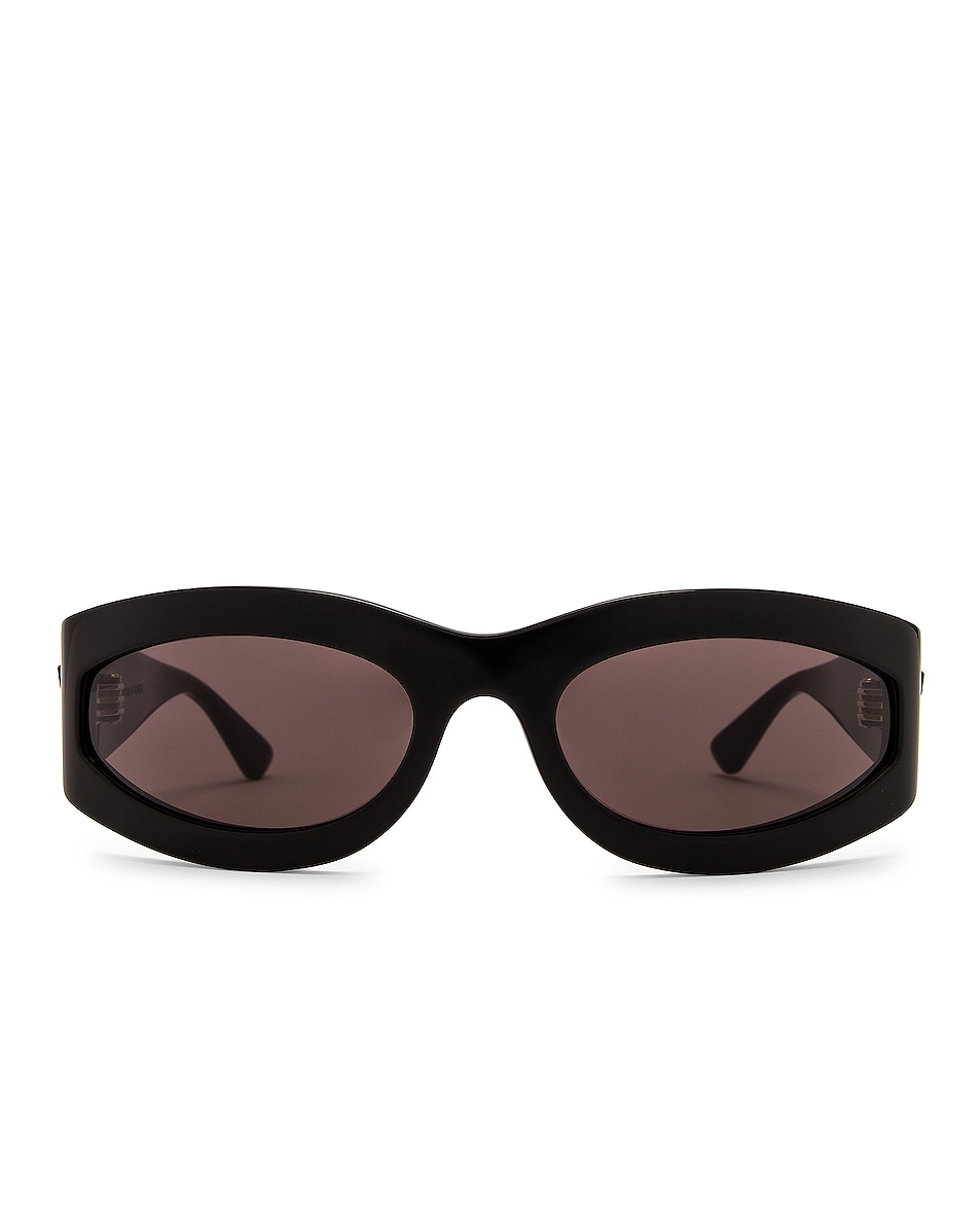 Image 1 of Bottega Veneta Sporty Fringed Ribbon Sunglasses in Shiny Black