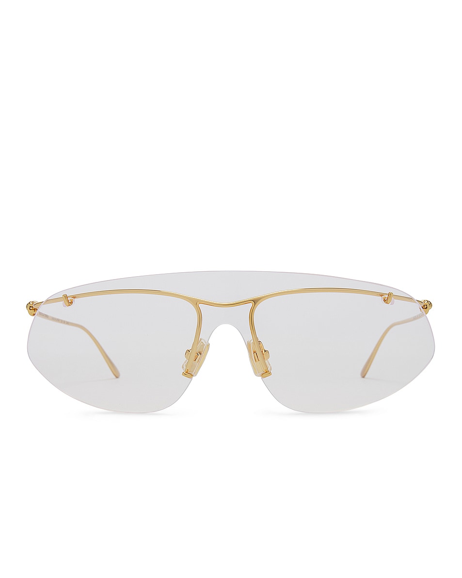 Image 1 of Bottega Veneta Knot Sunglasses in Shiny Gold & Clear