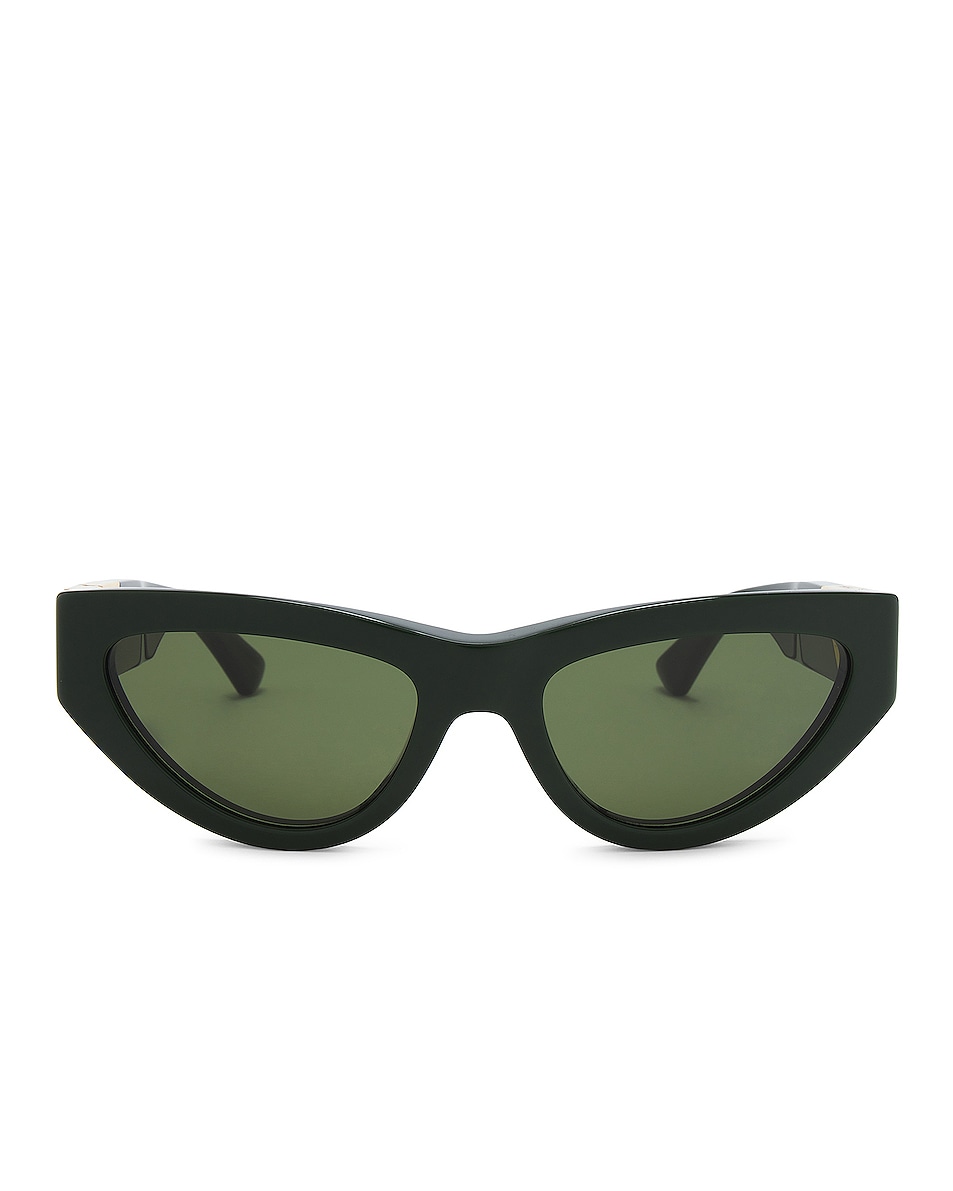 Image 1 of Bottega Veneta Triangle Acetate Sunglasses in Green