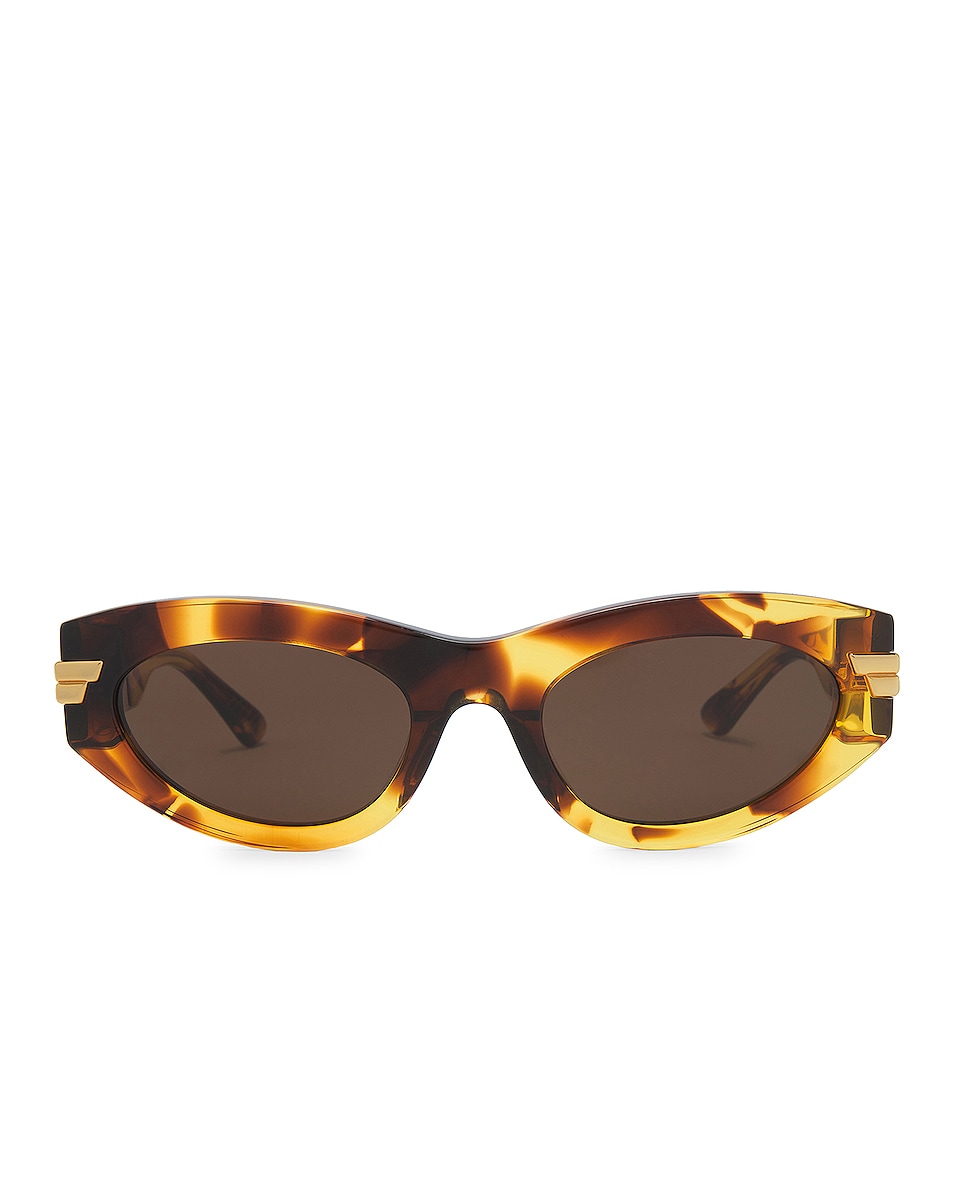 Image 1 of Bottega Veneta Bold Ribbon Cat Eye Sunglasses in Havana