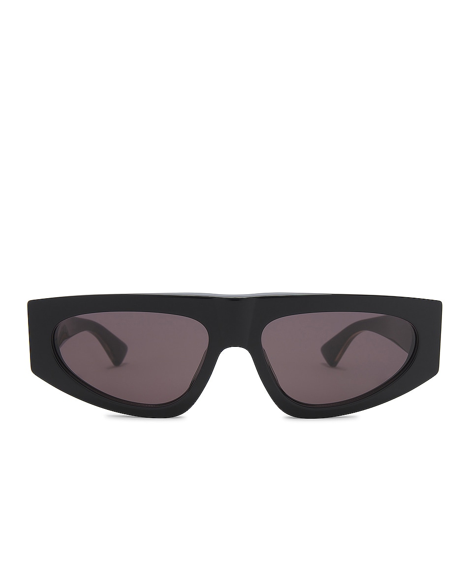 Image 1 of Bottega Veneta Nude Triangle Flat Top Sunglasses in Black