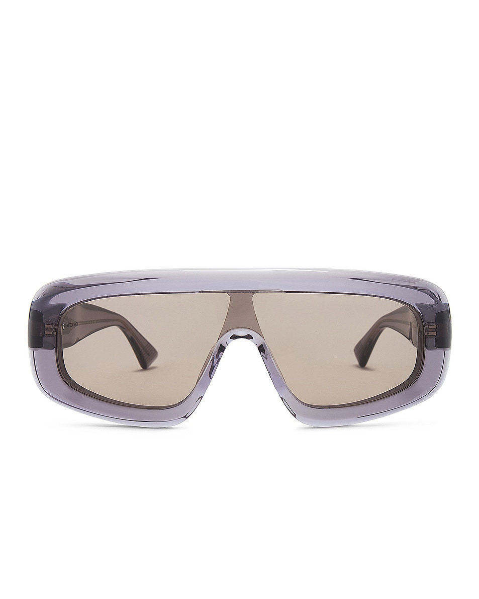Image 1 of Bottega Veneta Curvy Mask Sunglasses in Grey