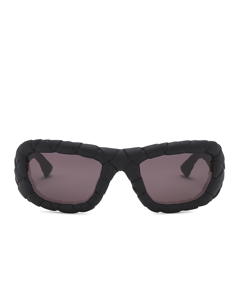 Image 1 of Bottega Veneta Intrecciato Wrap Sunglasses in Black