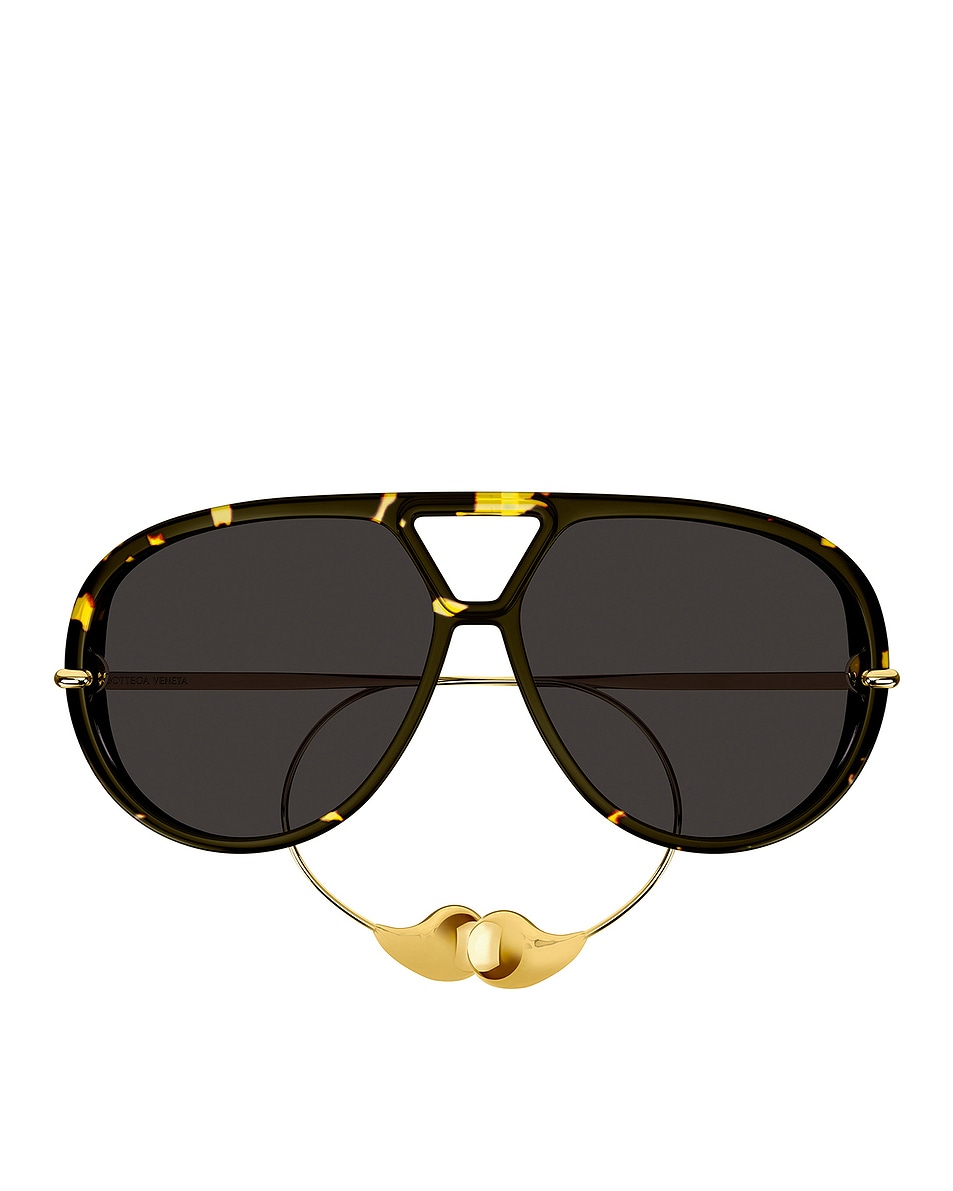 Image 1 of Bottega Veneta Pilot Drop Sunglasses in Havana