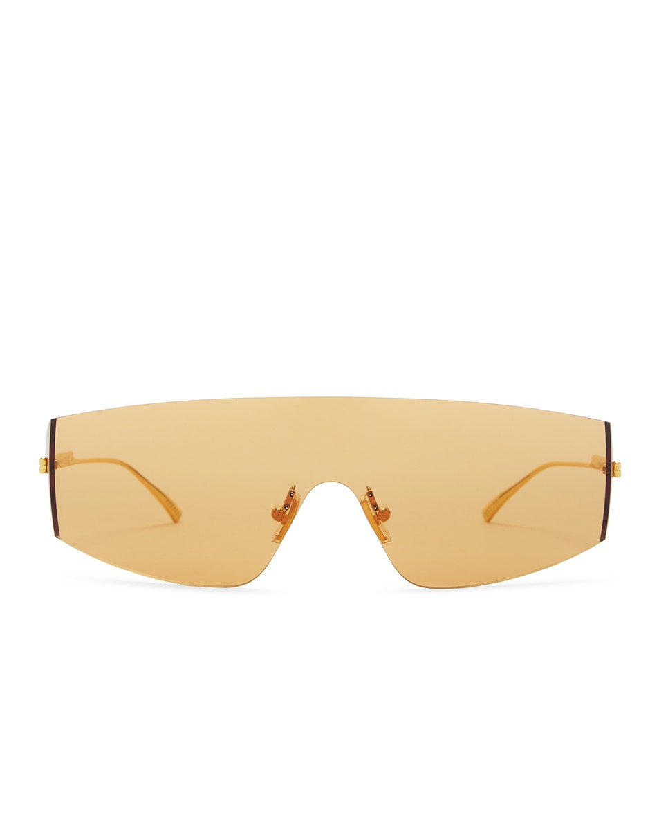 Image 1 of Bottega Veneta Light Ribbon Mask Sunglasses in Gold