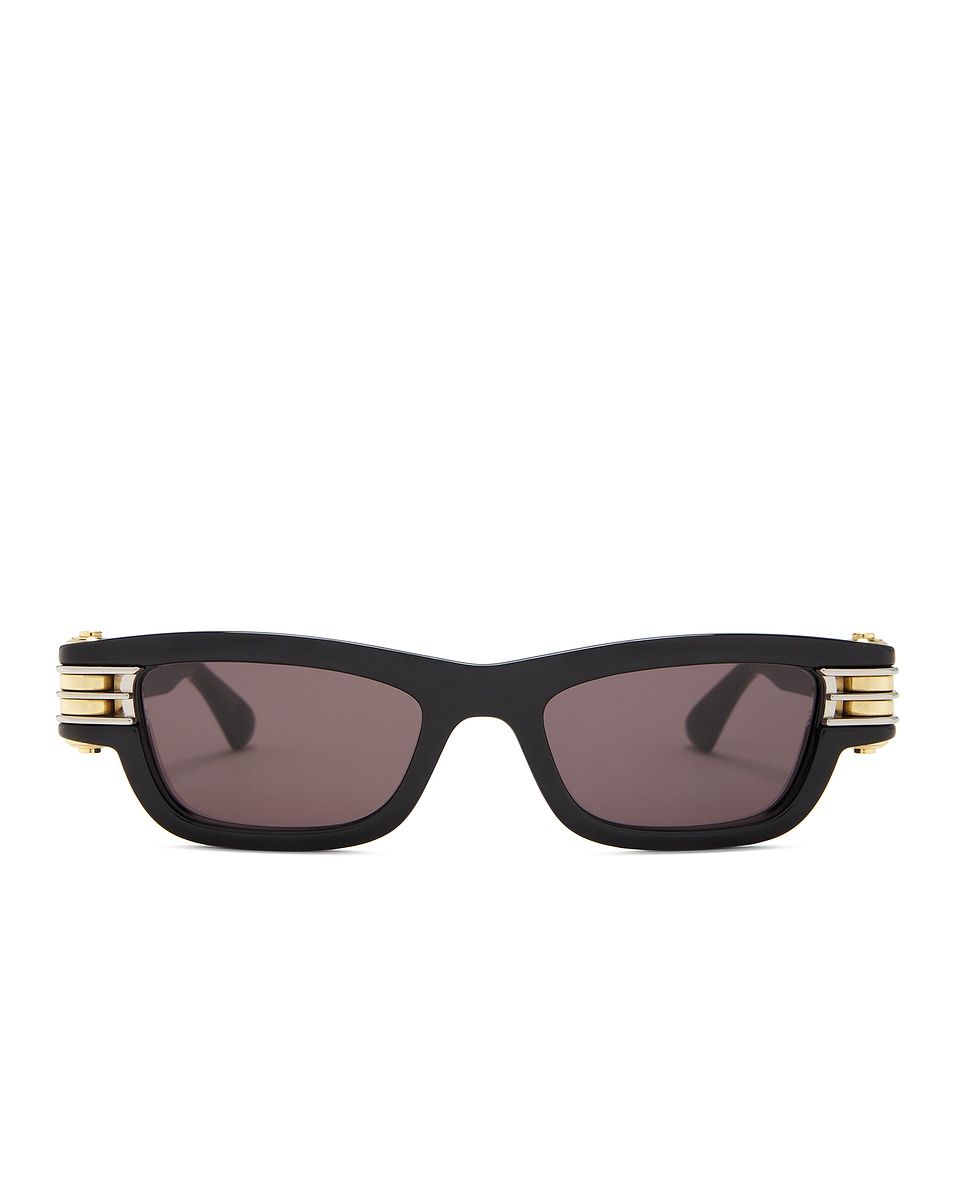 Image 1 of Bottega Veneta Rectangular Sunglasses in Black & Grey