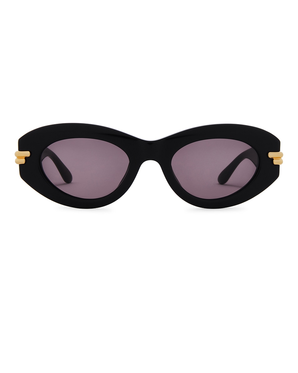 Image 1 of Bottega Veneta Oval Sunglasses in Black & Grey