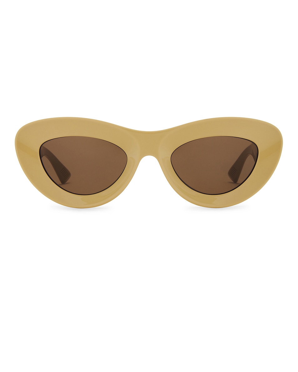 Image 1 of Bottega Veneta Cat Eye Sunglasses in Yellow & Brown