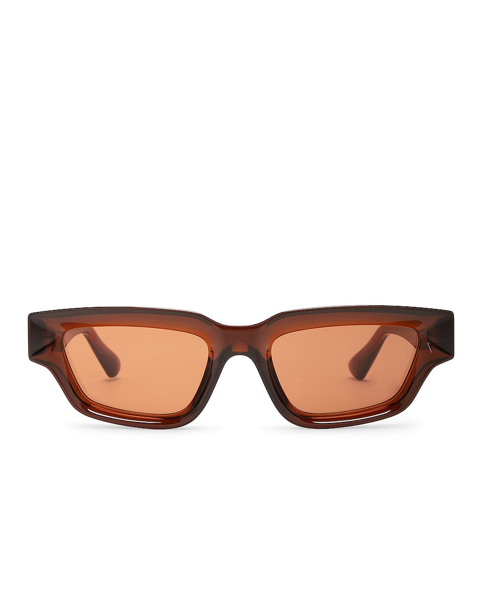 Image 1 of Bottega Veneta Edgy Rectangular Sunglasses in Brown