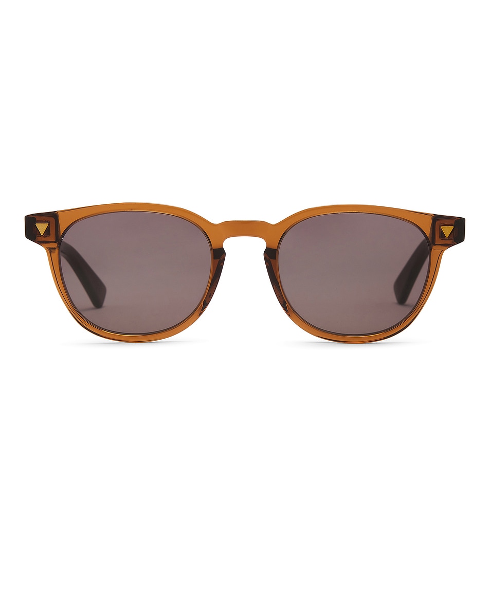 Image 1 of Bottega Veneta Circular Sunglasses in Brown & Grey