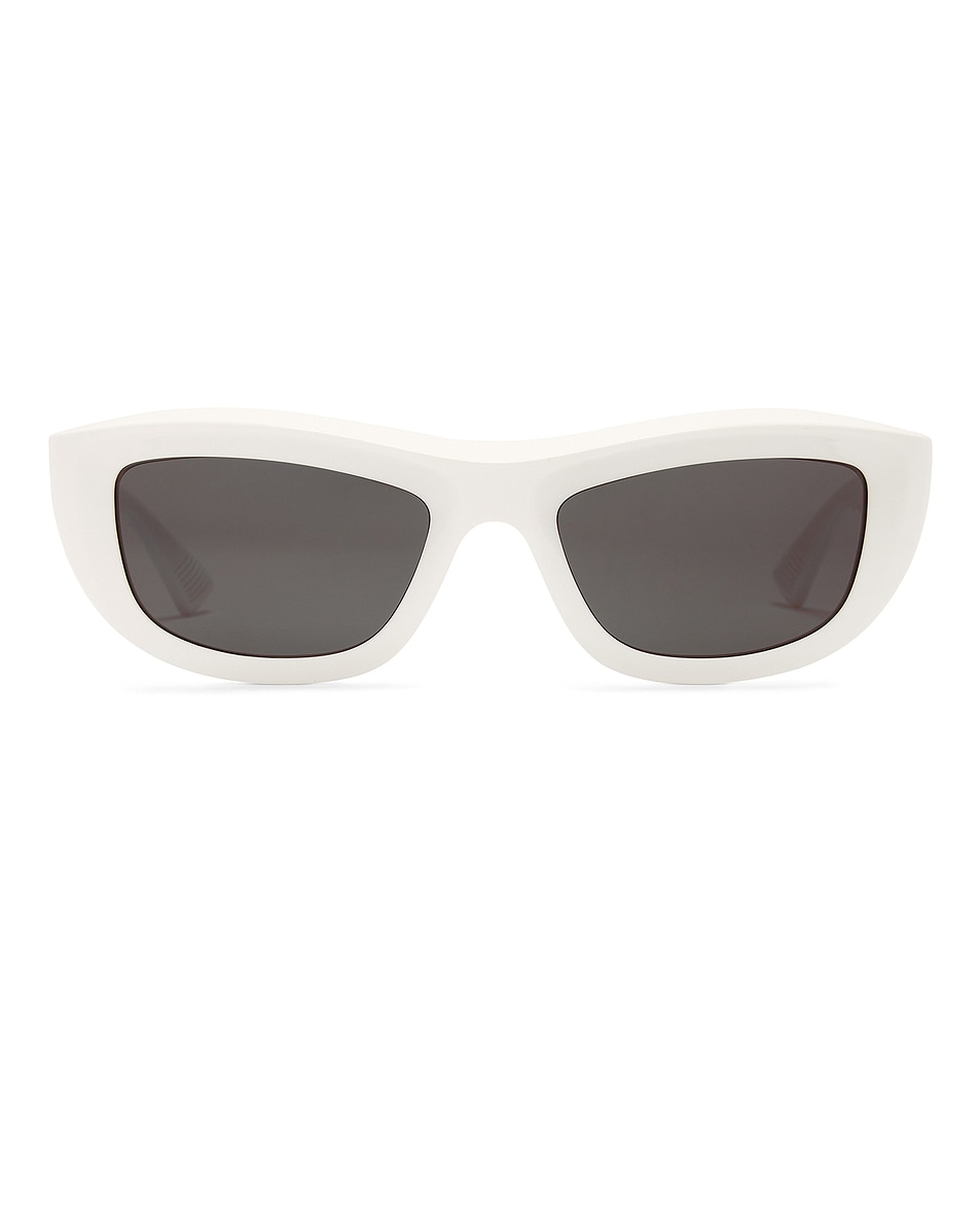 Image 1 of Bottega Veneta Rectangle Sunglasses in Ivory & Brown