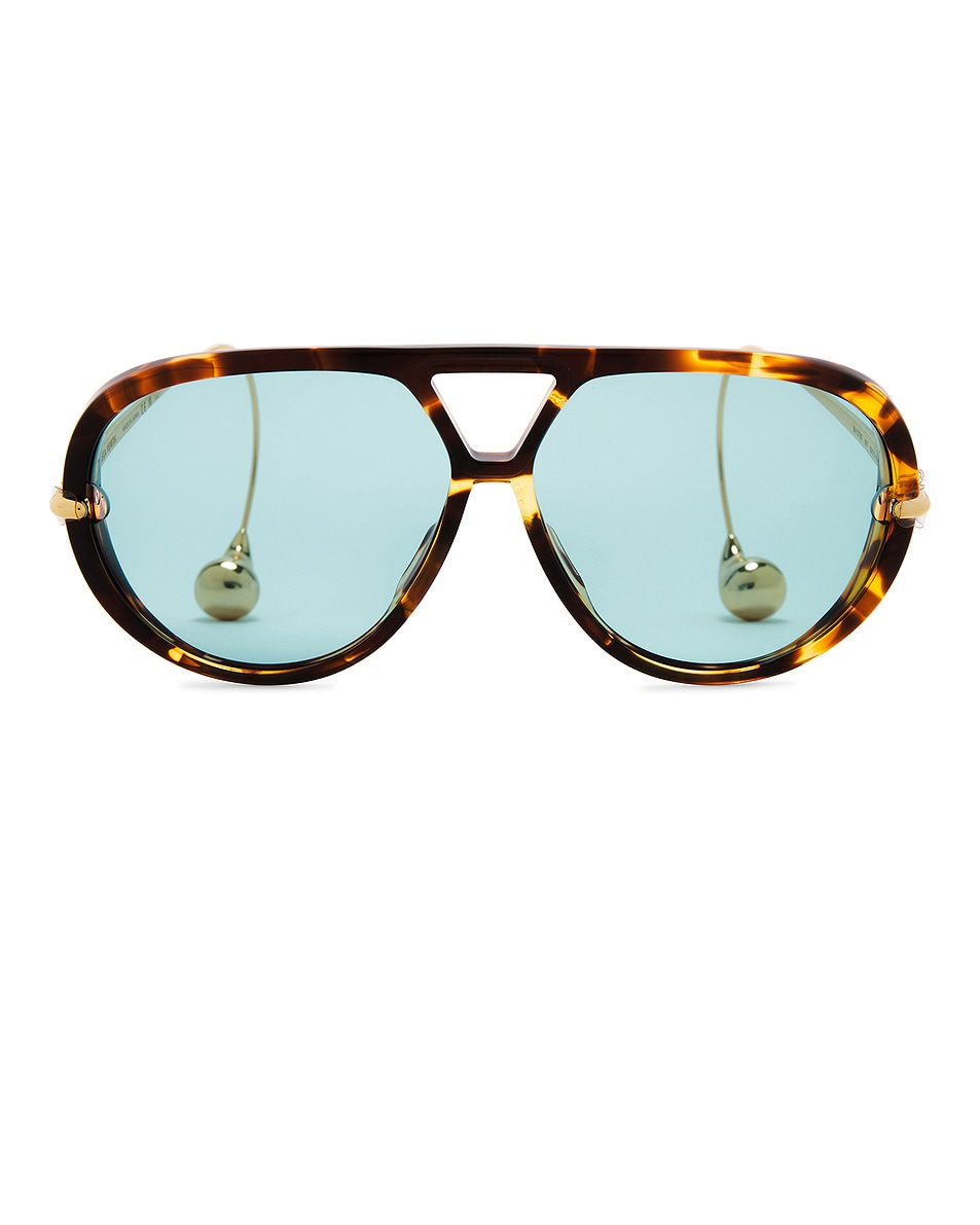 Image 1 of Bottega Veneta Aviator Sunglasses in Havana, Gold, & Green