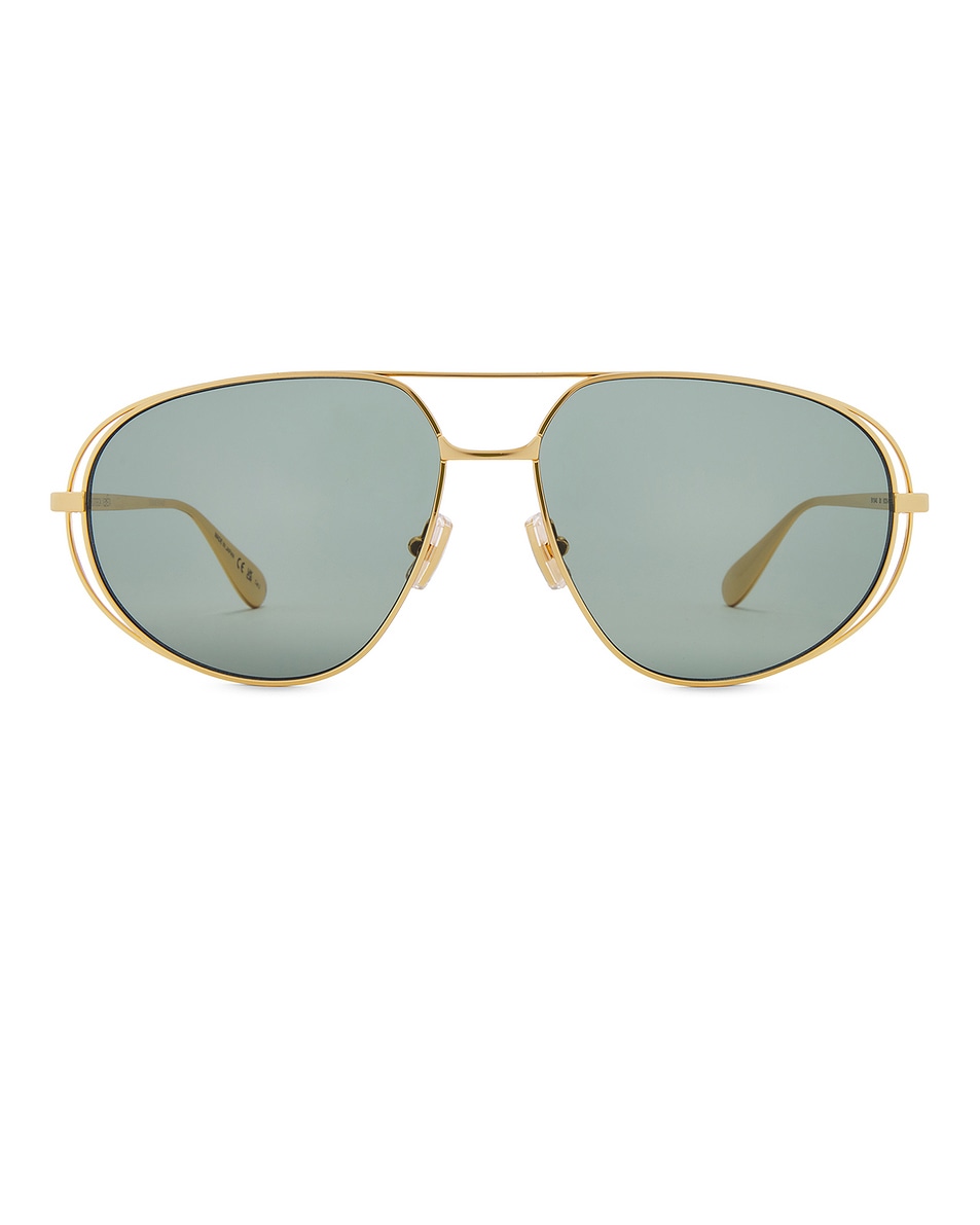 Image 1 of Bottega Veneta Aviator Sunglasses in Gold & Green