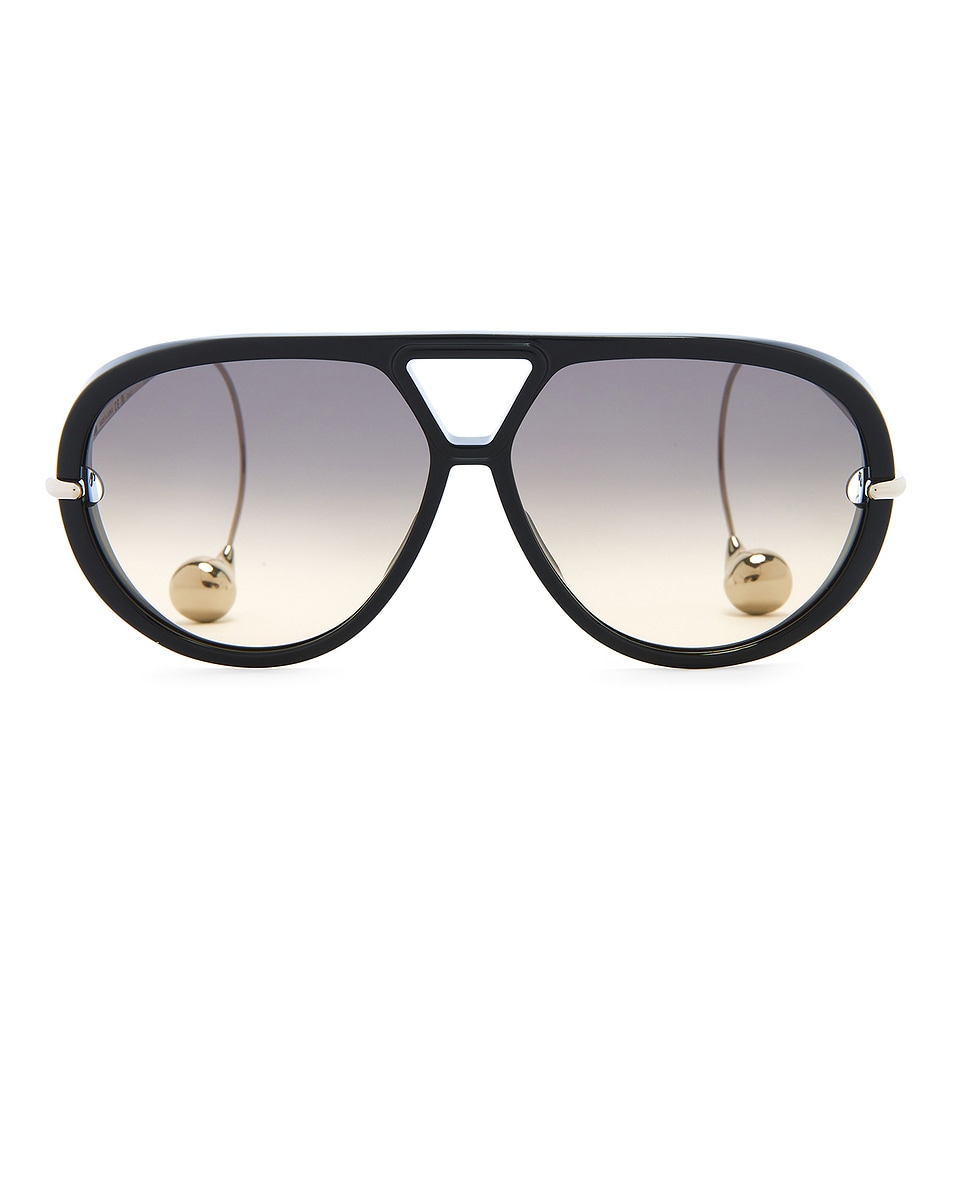 Image 1 of Bottega Veneta Drop Sunglasses in Black, Silver, & Brown
