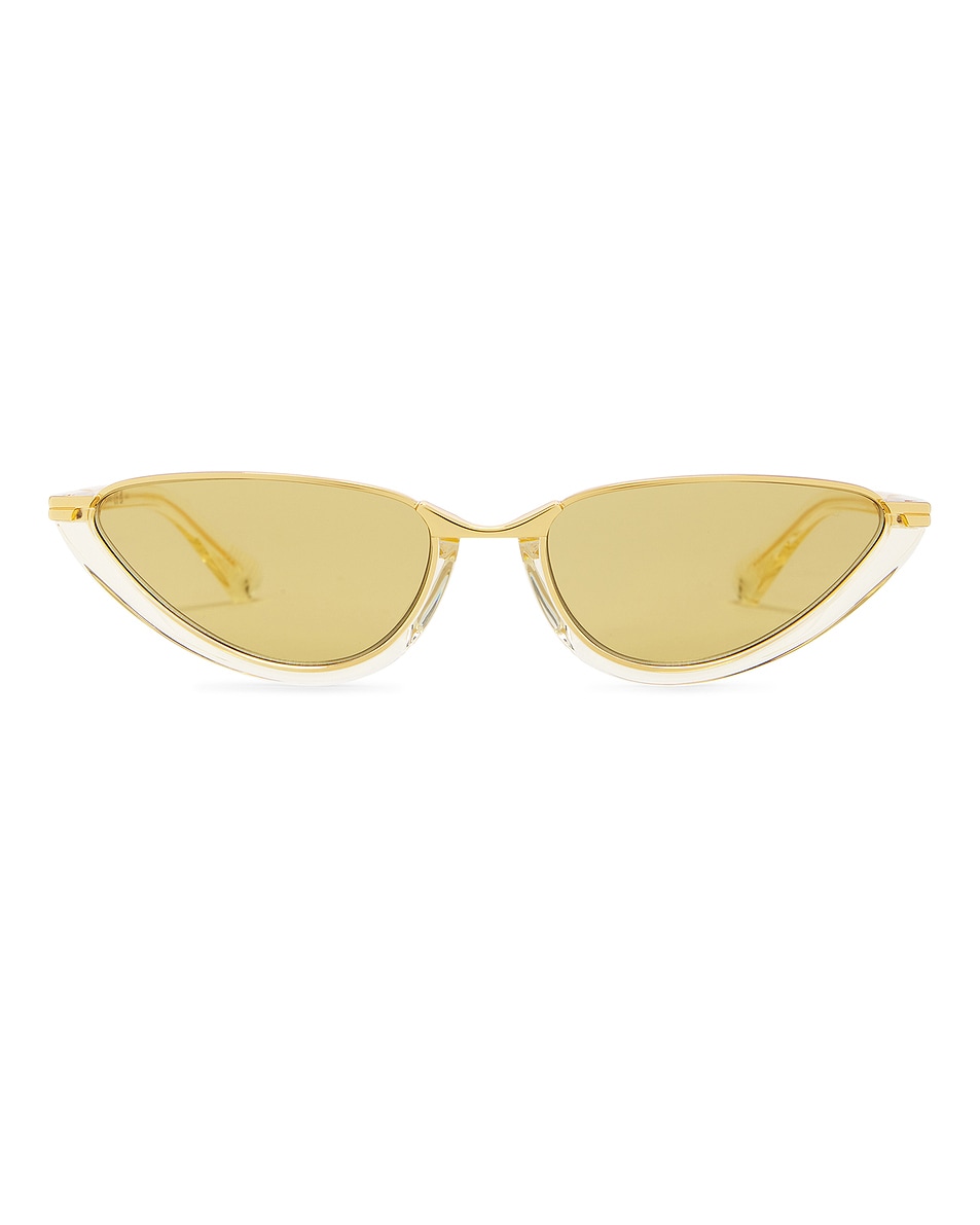 Image 1 of Bottega Veneta Cat Eye Sunglasses in Yellow & Brown