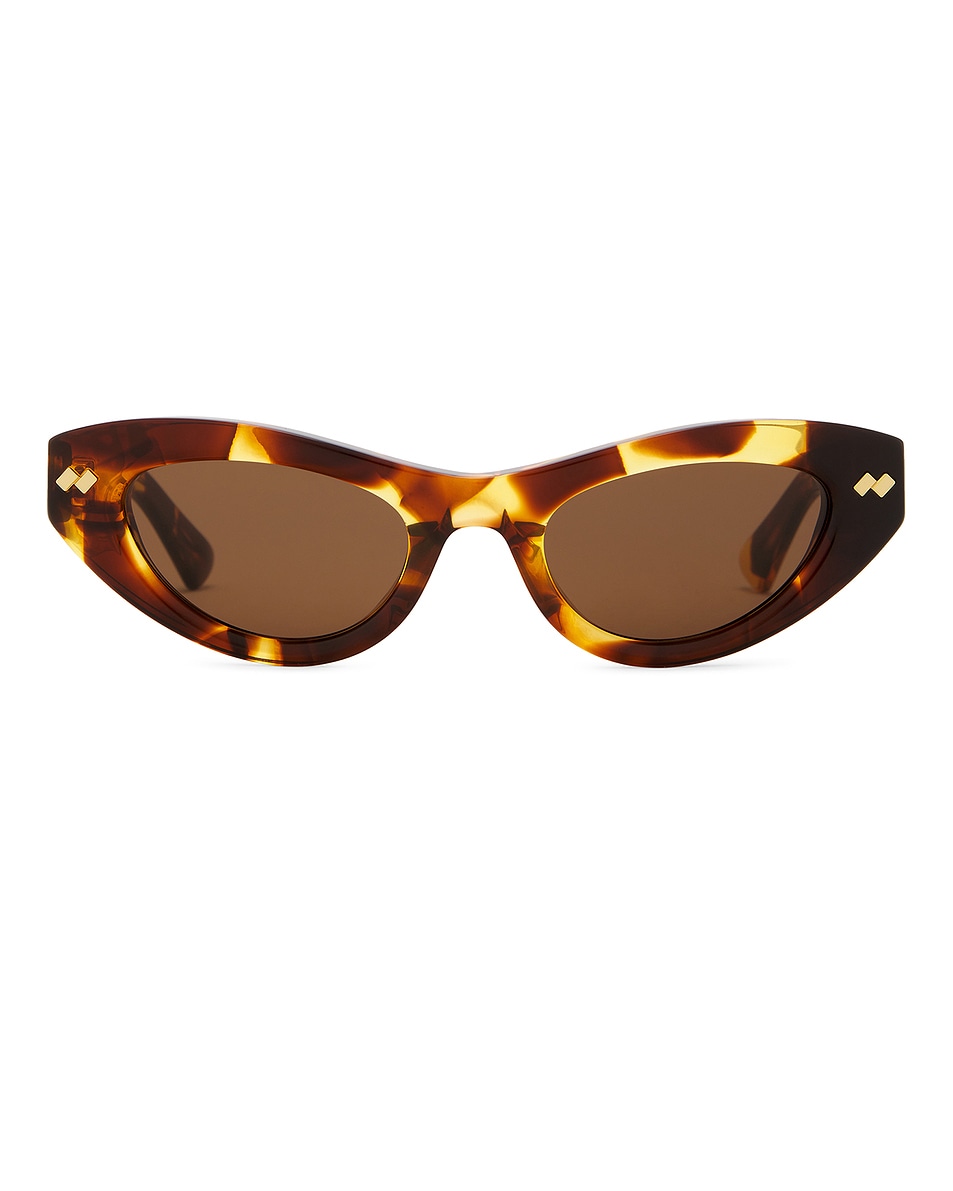 Image 1 of Bottega Veneta Bold Ribbon Stud Sunglasses in Havana & Brown