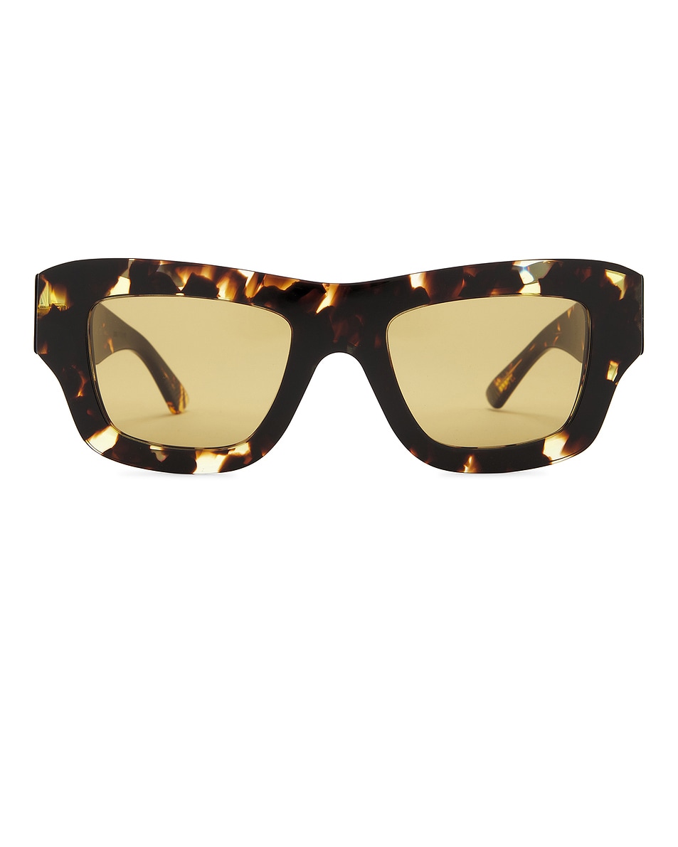 Image 1 of Bottega Veneta Square Sunglasses in Havana & Brown