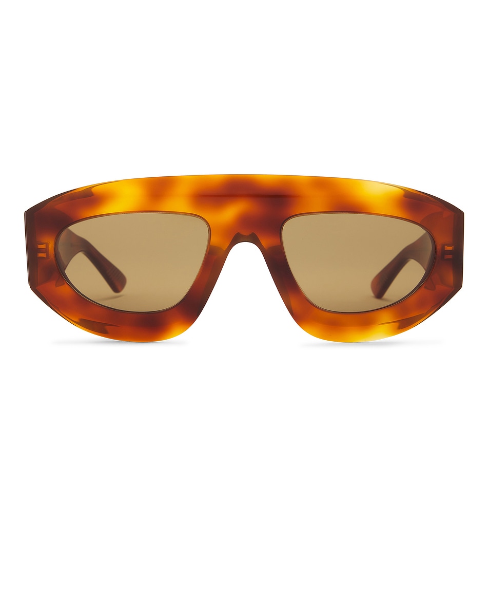 Image 1 of Bottega Veneta Pilot Mask Sunglasses in Havana & Brown