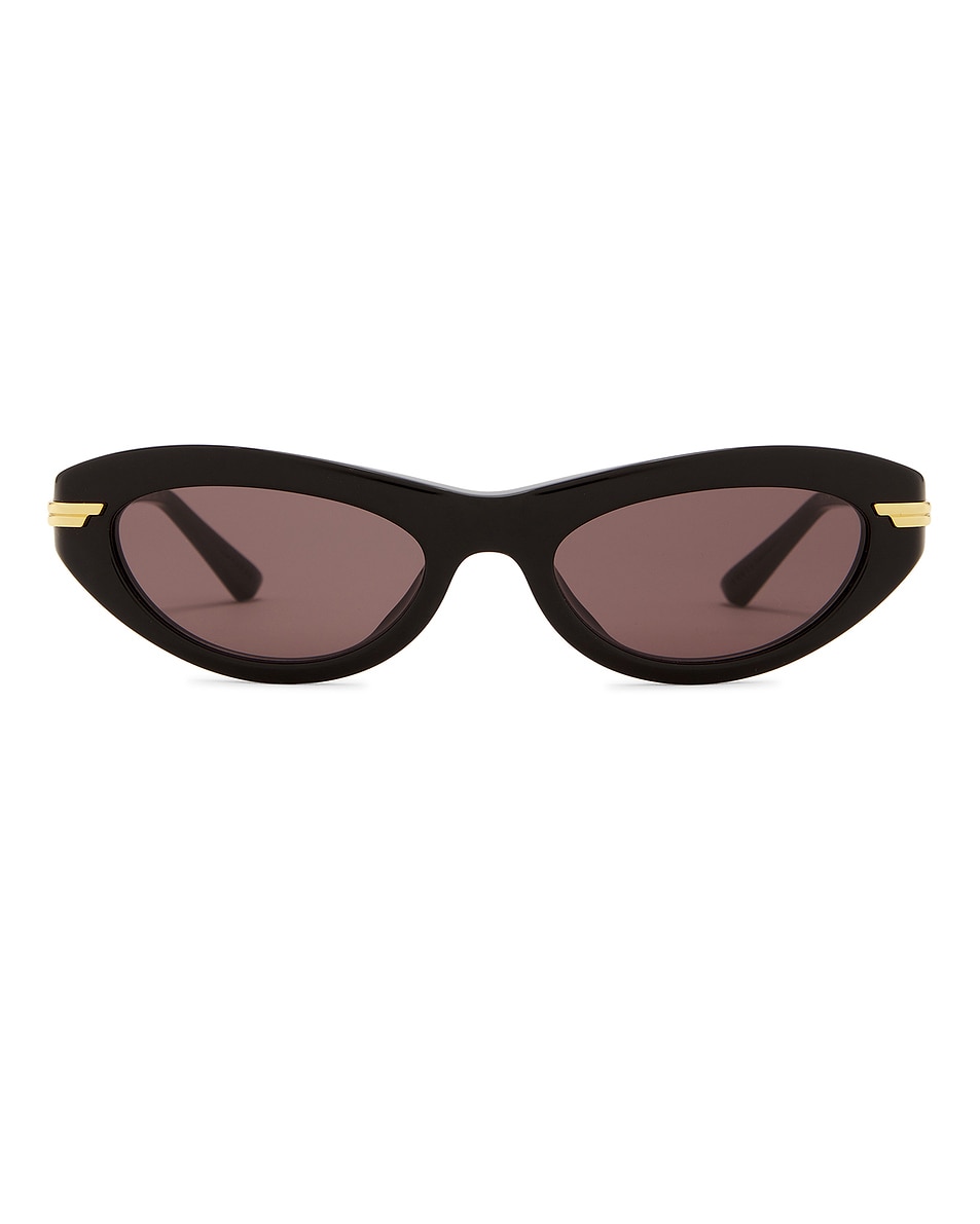 Image 1 of Bottega Veneta Oval Sunglasses in Black, Gold, & Grey