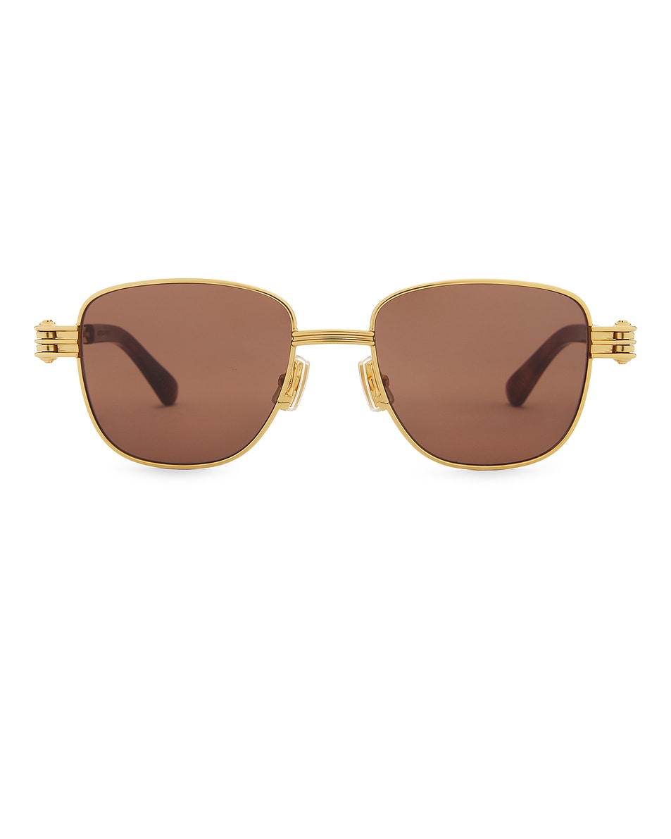 Image 1 of Bottega Veneta Bolt Sunglasses in Gold & Brown