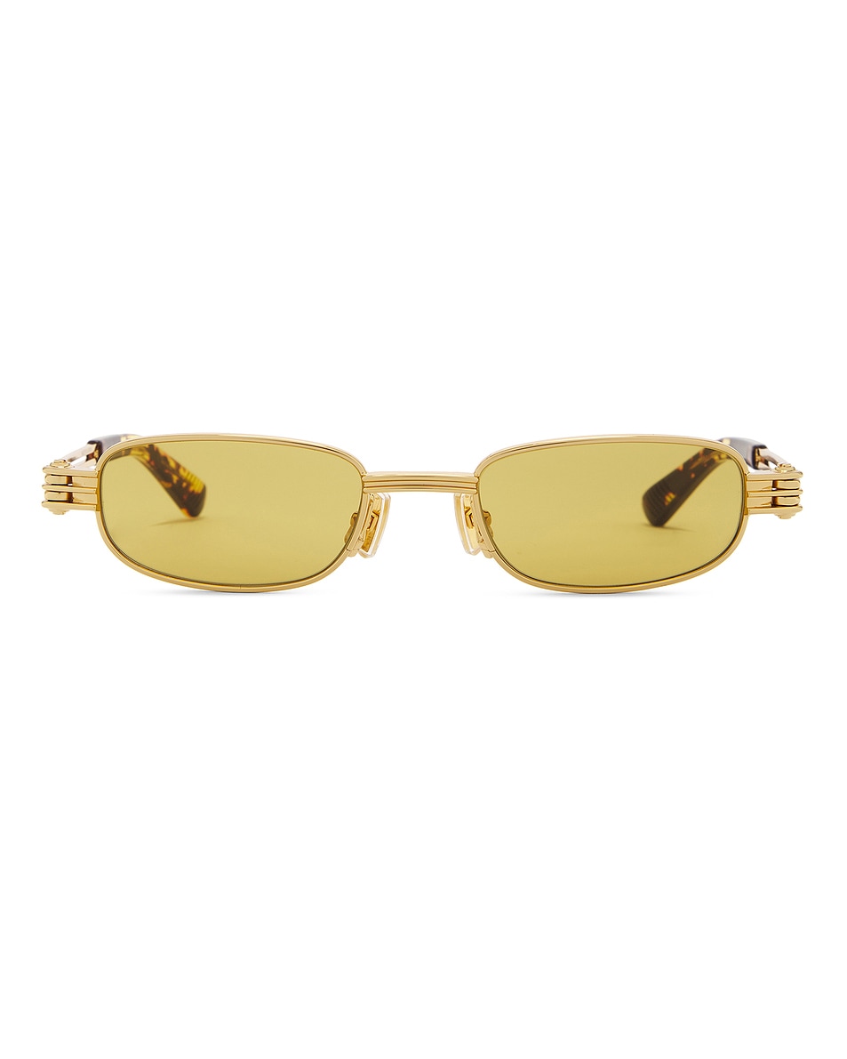 Image 1 of Bottega Veneta Bolt Sunglasses in Gold & Yellow