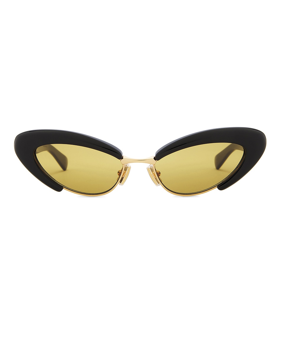 Image 1 of Bottega Veneta Cat Eye Sunglasses in Black & Yellow