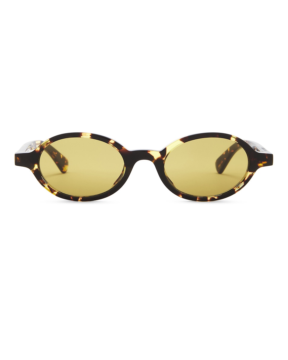 Image 1 of Bottega Veneta Oval Sunglasses in Havana & Yellow