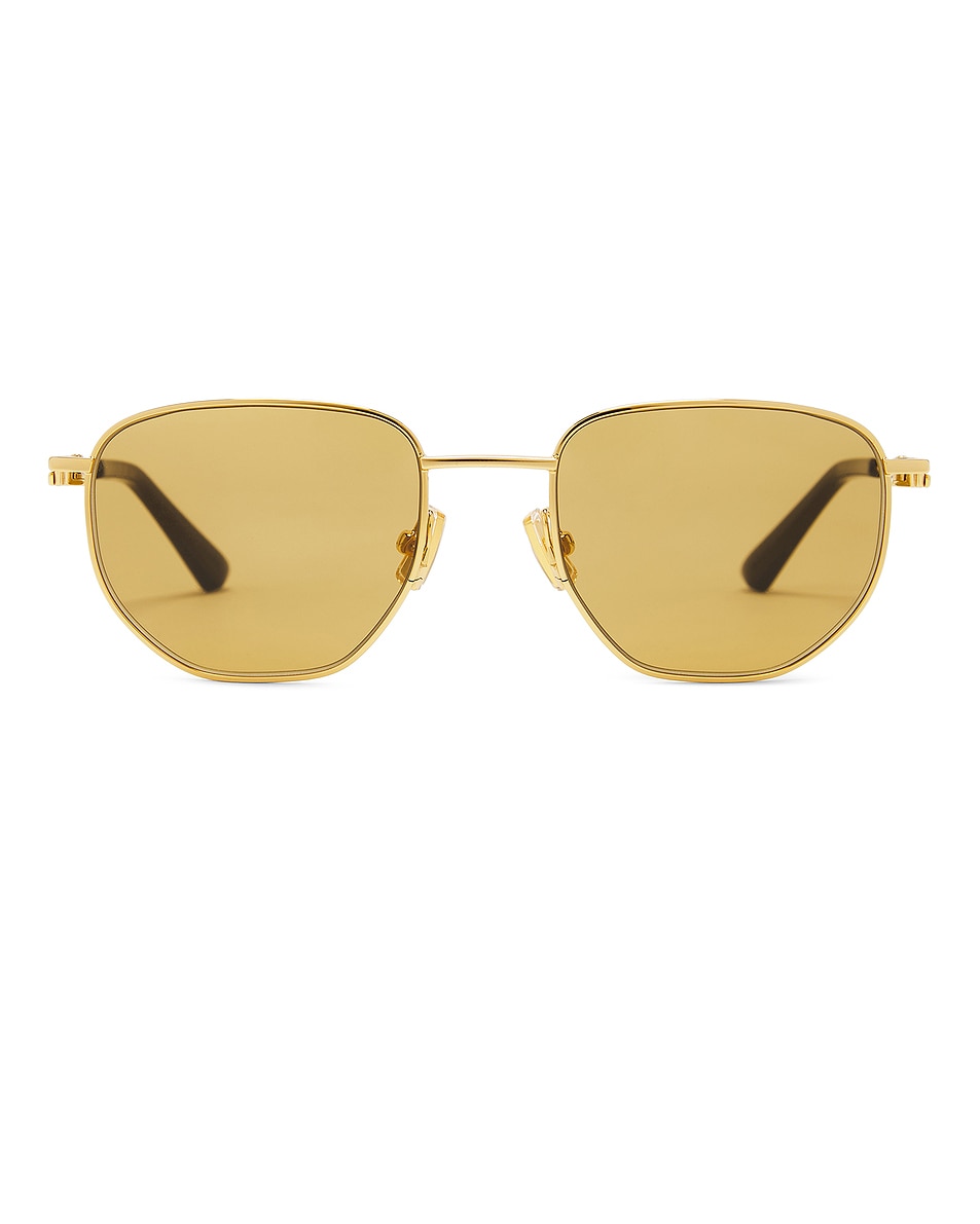 Image 1 of Bottega Veneta Round Sunglasses in Gold & Brown