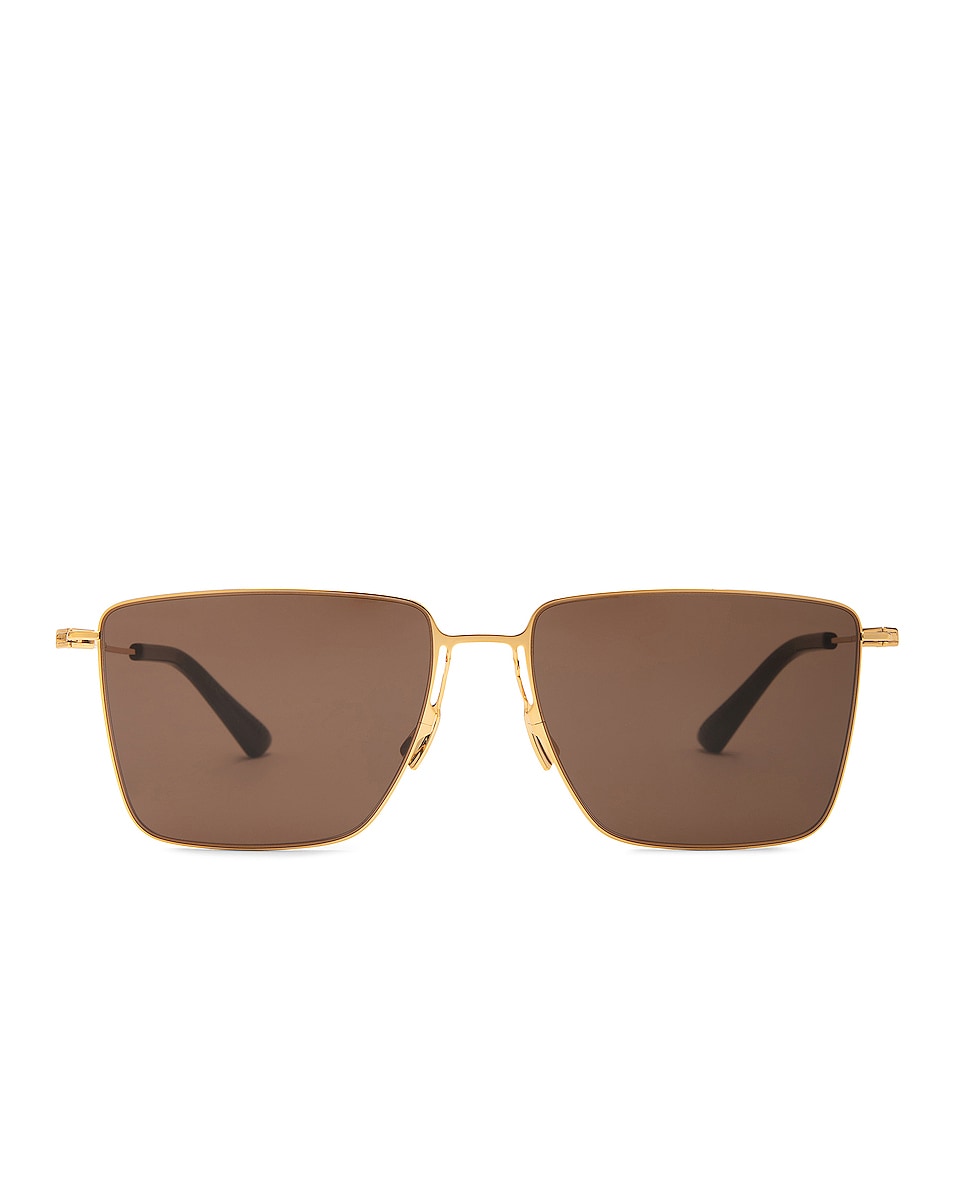 Image 1 of Bottega Veneta Thin Triangle Square Sunglasses in Gold