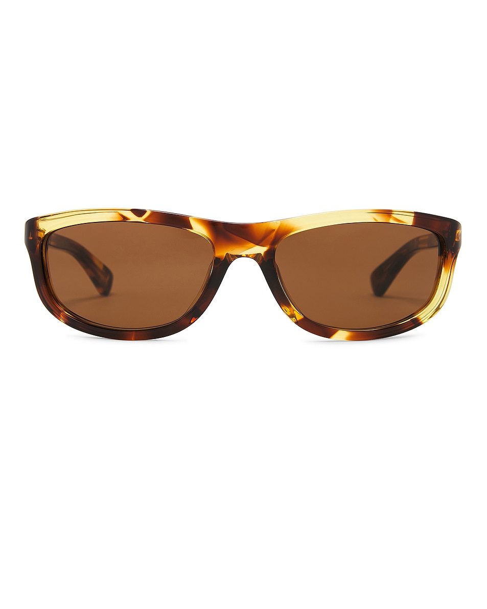 Image 1 of Bottega Veneta Rectangular Sunglasses in Havana & Brown