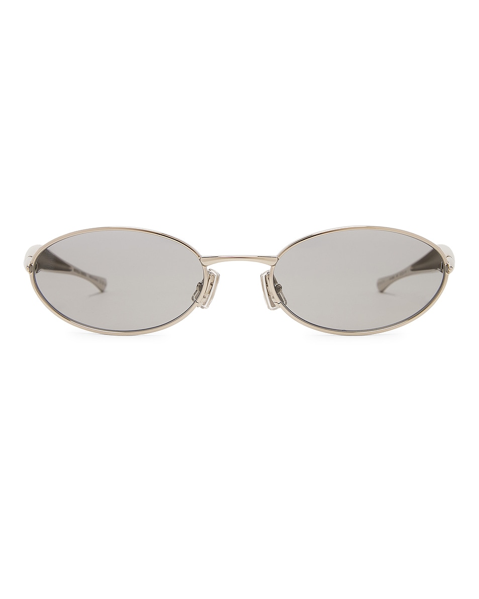 Image 1 of Bottega Veneta Oval Sunglasses in Silver & Grey