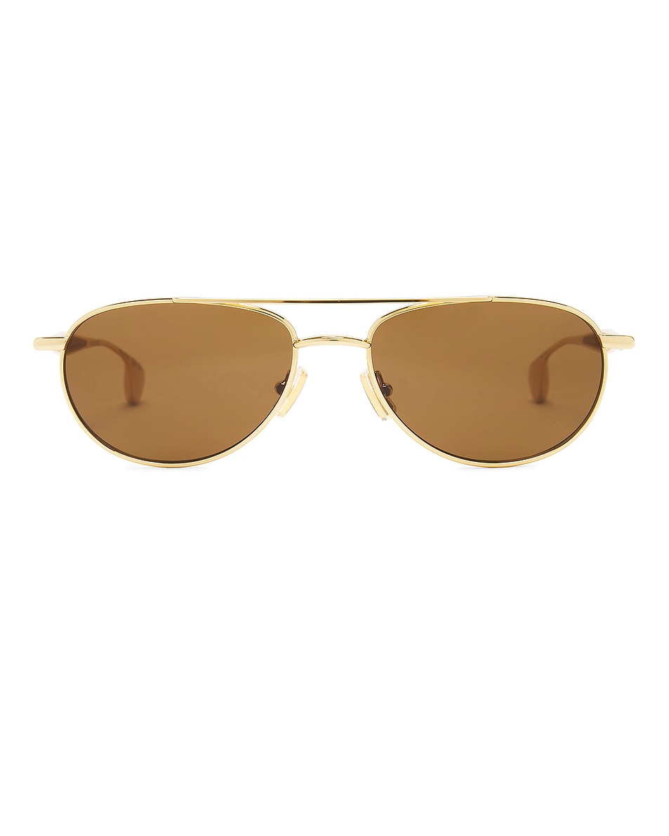 Image 1 of Bottega Veneta Aviator Sunglasses in Gold & Brown