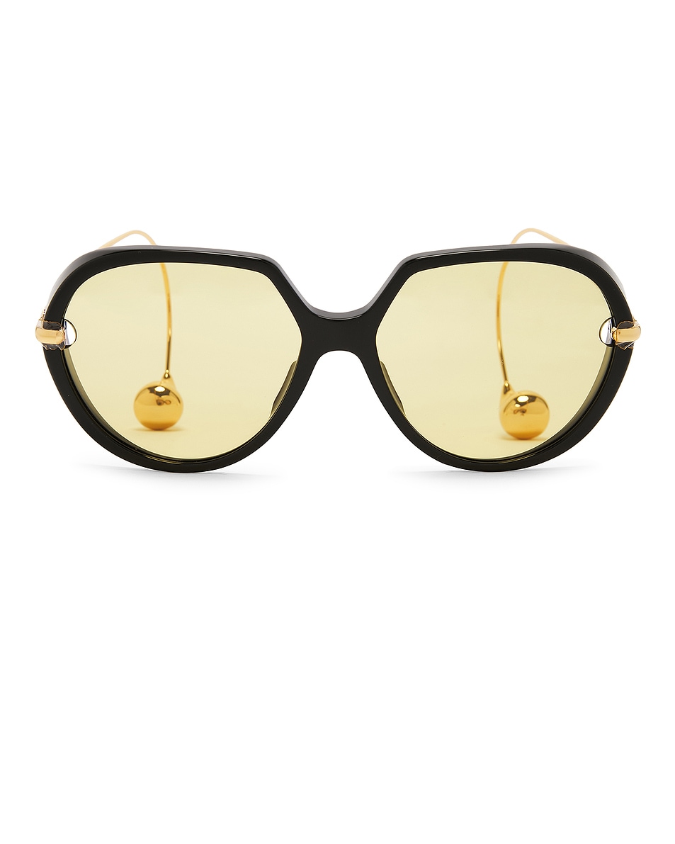 Image 1 of Bottega Veneta Drop Sunglasses in Black, Gold & Yellow