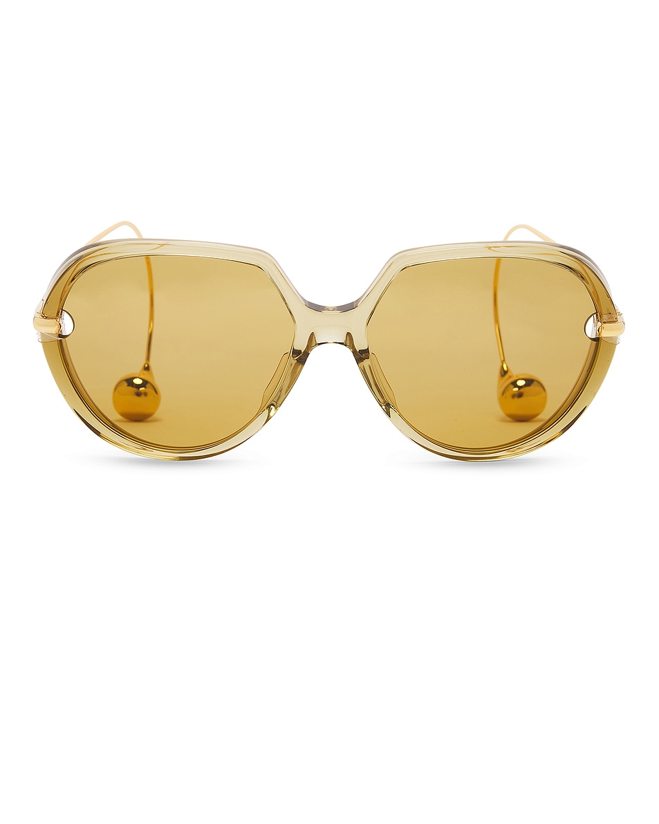 Image 1 of Bottega Veneta Drop Sunglasses in Yellow, Gold, & Brown